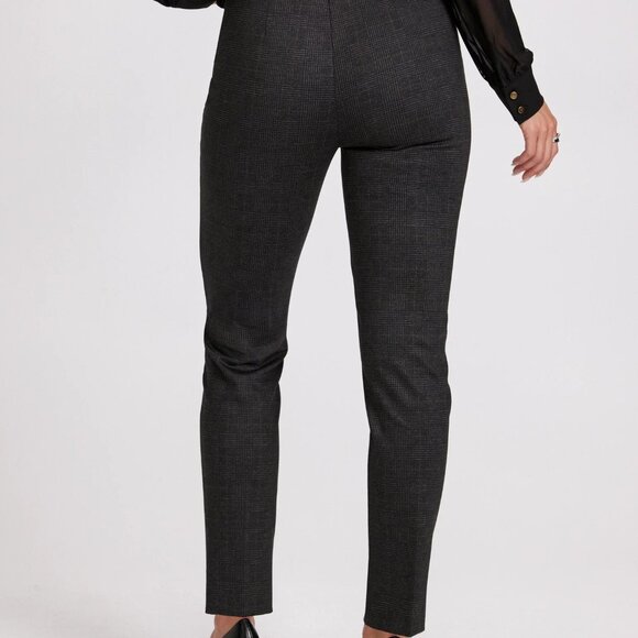 Gray Plaid Pull-On Business Casual Pants - Picture 2 of 4